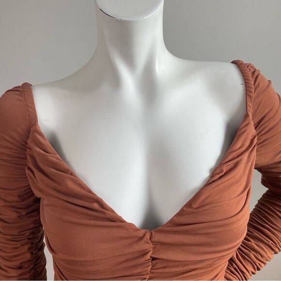 NWT REVOLVE x MICHAEL COSTELLO Terra Cotta Ana Mini Dress Ruched Bodycon - Picture 6 of 12